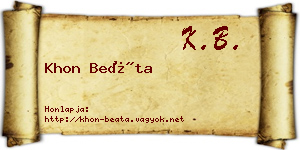 Khon Beáta névjegykártya